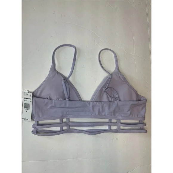 JONATHAN SIMKHAI Eunice Strappy Plunge Neck Bikini Top in Lupine Lavender Medium - Picture 7 of 7